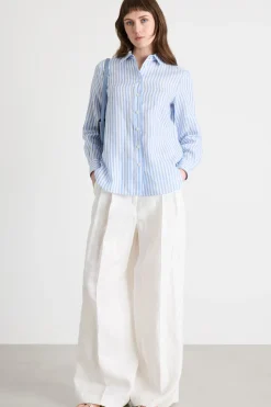 Camicia con motivo gessato - Azzurro Bianco