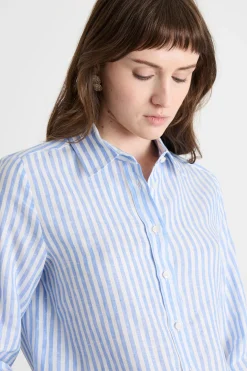 Camicia con motivo gessato - Azzurro Bianco