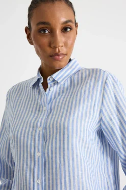 Camicia con motivo gessato - Azzurro Bianco