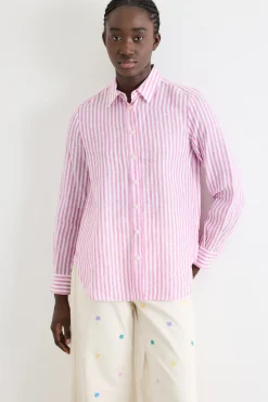 Camicia con motivo gessato - Rosa Bianco