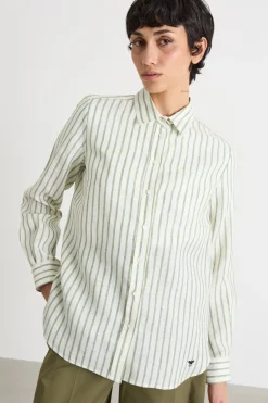 Camicia con motivo gessato - Verde Bianco