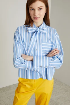 Camicia con nastro - Bianco Azzurro
