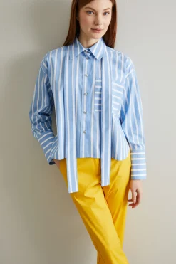 Camicia con nastro - Bianco Azzurro