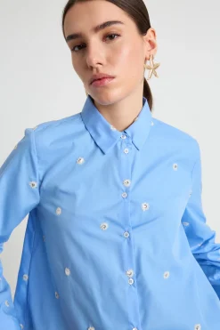 Camicia con paillettes - Azzurro