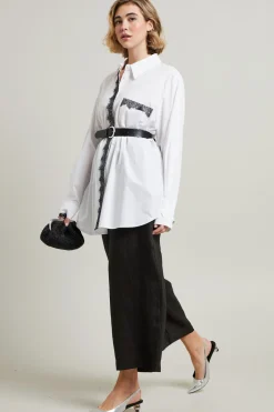 Camicia con pizzo - Bianco