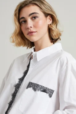 Camicia con pizzo - Bianco
