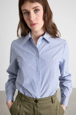 Camicia con ricami - Blu Bianco