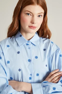 Camicia con ricami - Celeste