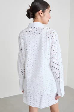 Camicia con ricami sangallo - Bianco