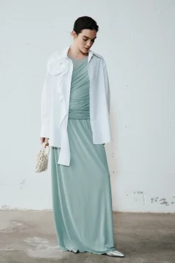 Camicia con rouche e applicazione floreale - Bianco