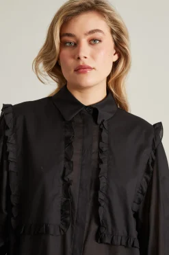Camicia con ruches - Nero