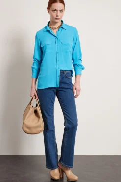 Camicia con tasche applicate - Azzurro