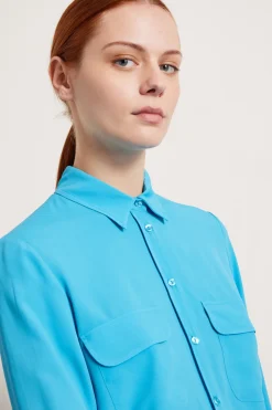 Camicia con tasche applicate - Azzurro