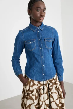 Camicia con tasche applicate - Blu