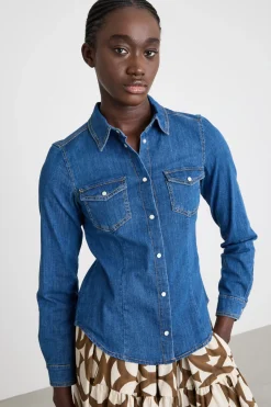 Camicia con tasche applicate - Blu