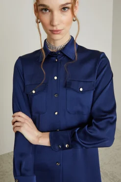 Camicia con tasche - Blu