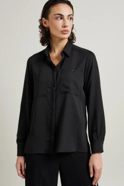 Camicia con taschini al petto - Nero