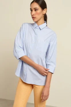 Camicia con taschino - Azzurro Bianco
