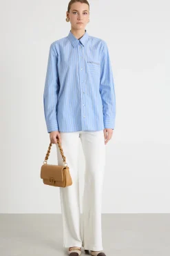 Camicia con taschino ricamato - Azzurro