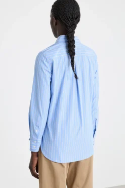 Camicia con taschino ricamato - Azzurro Cammello