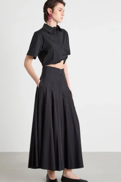 Camicia crop con arriccio - Nero