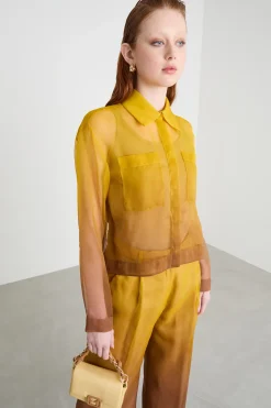 Camicia crop in organza - Giallo