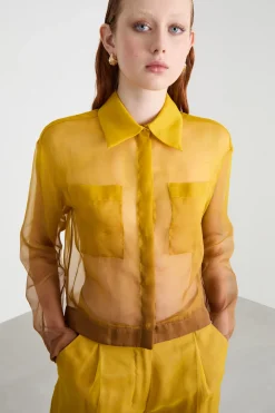 Camicia crop in organza - Giallo