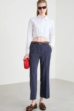 Camicia crop in popeline - Bianco