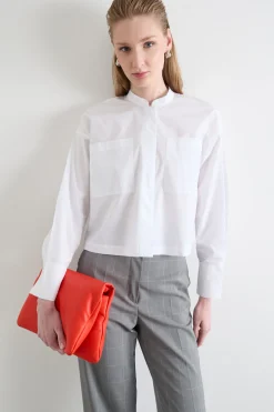 Camicia crop in popeline - Bianco