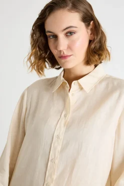 Camicia dritta con fondo stondato - Avorio
