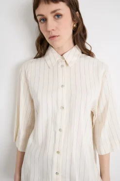 Camicia dritta con maniche corte - Bianco