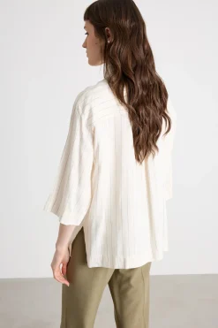Camicia dritta con maniche corte - Bianco