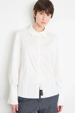 Camicia dritta con polsini alti - Bianco