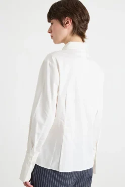 Camicia dritta con polsini alti - Bianco