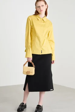 Camicia dritta con polsini alti - Giallo