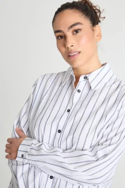 Camicia dritta e ampia - Blu Bianco