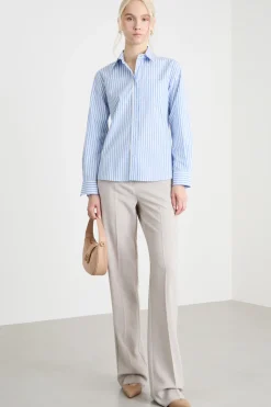 Camicia dritta in popeline - Azzurro Bianco
