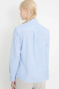 Camicia dritta in popeline - Azzurro Bianco