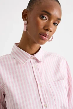 Camicia dritta in popeline - Rosa