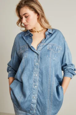 Camicia effetto demim - Azzurro Blu