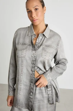 Camicia effetto jeans - Grigio