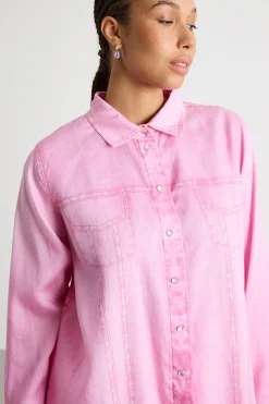 Camicia effetto jeans - Rosa