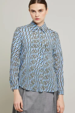 Camicia fantasia - Azzurro Nero Bianco
