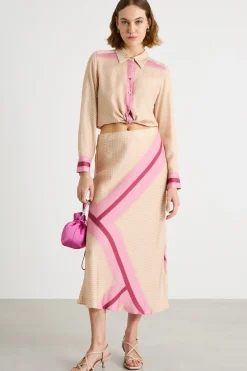 Camicia fluida con stampa - Rosa