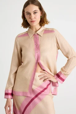 Camicia fluida con stampa - Rosa