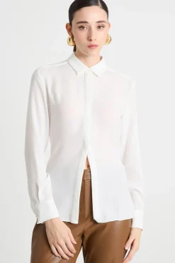 Camicia fluida in crepe - Bianco