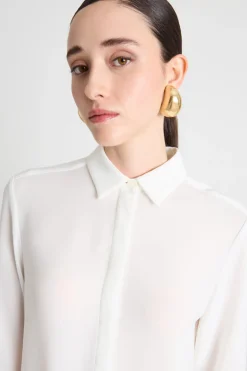 Camicia fluida in crepe - Bianco