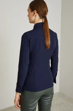 Camicia fluida in crépe - Blu