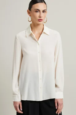 Camicia fluida in crépe de chine - Bianco