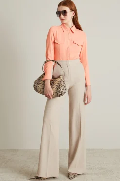 Camicia fluida in crépe - Salmone